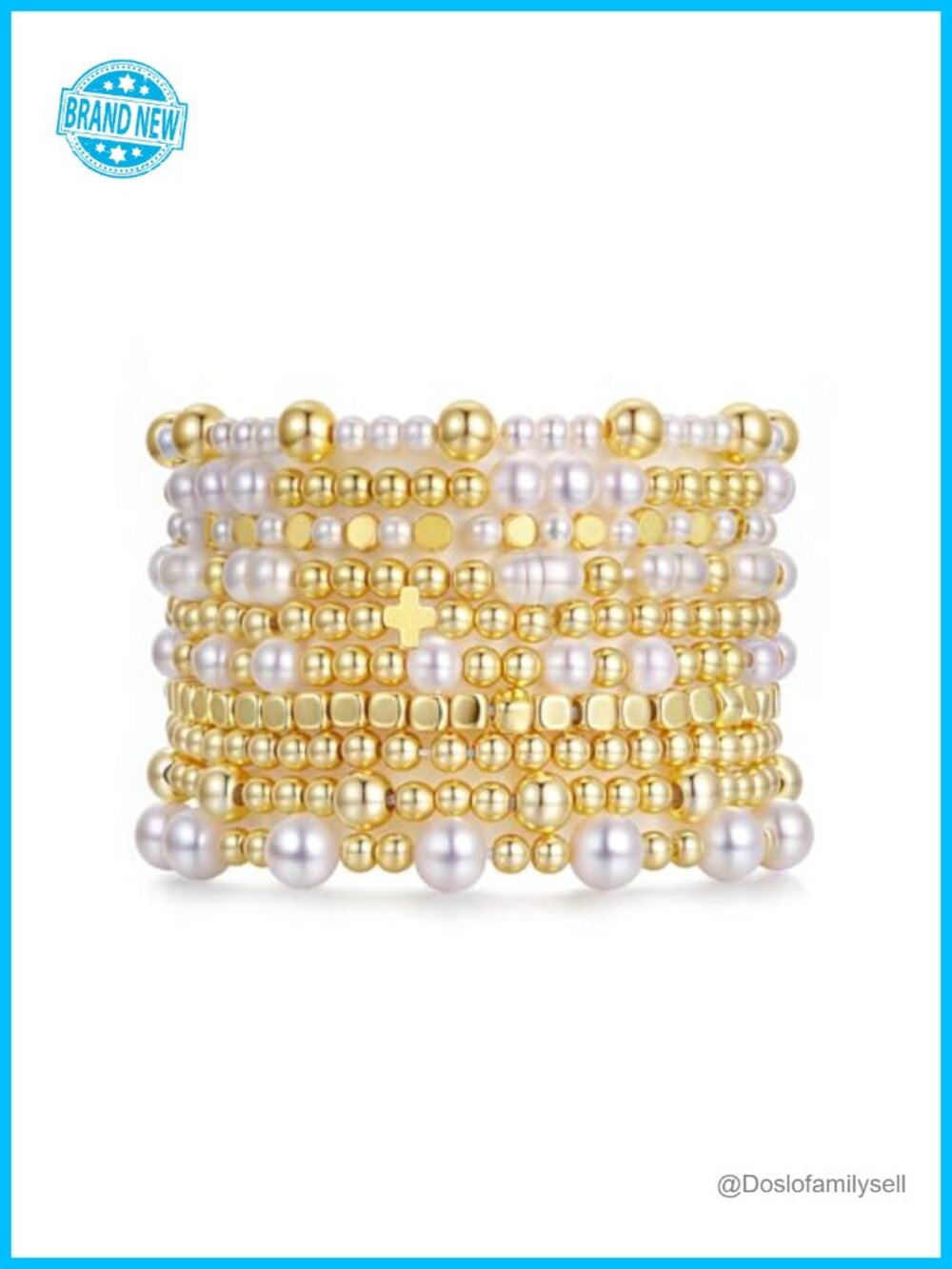 10 Pcs Gold Beaded Stretch Bracelets Stackable Elastic Bracelet Set